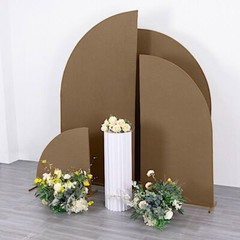 4 Matte TAUPE Fitted Spandex Half Moon Wedding Arch Backdrop STAND COVERS Party