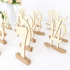 Natural 20 Wooden 6″ Table Numbers 1-20 Set Holder Base Party Events Decorations