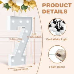 3 Feet Tall Marquee Light Up Numbers Pre-cut Foam Board Mosaic Balloon for Pa…