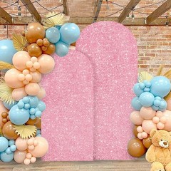 MODFUNS Glitter Arch Covers 7.2&6ft Pink Gold Wedding Arch Cover Set of 2