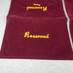 Vintage Velvet Reserved Funeral Seat Covers Burgundy Gold Lettering Halloween