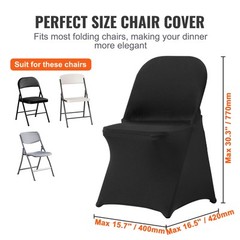 VEVOR 100PCS Black Stretch Spandex Folding Chair Covers for Wedding Party Dining