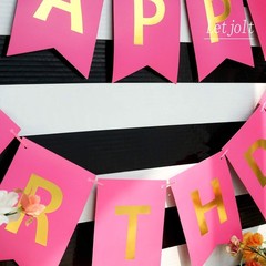 Letjolt Happy Birthday Banner Pure Roseo Party Signs Golden Sparkle Bunting F…