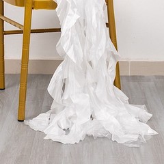 5 WHITE Curly Willow Chiffon Satin CHAIR SASHES Party Event Decorations Supplies