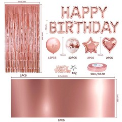 MOVINPE Rose Gold Birthday Party Decoration, Happy Birthday Banner, Rose Gold…