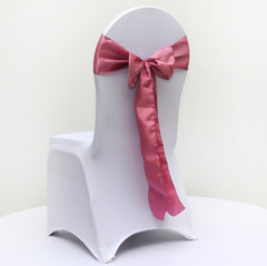 50x dusty pink Satin Chair Sashes Bow Wedding Banquet Event Party Ceremony Decor