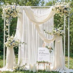 Wedding Arch Draping Fabric,1 Panel (1 Panel )6 Yards/18ft Beige Drapes Curtain