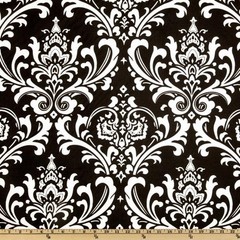 WHITE ON BLACK DAMASK TABLE SQUARE 20″ LINEN BRIDAL