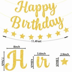 Gold Glitter Happy Birthday Banner for Adult/Kids Birthday Party Decorations …