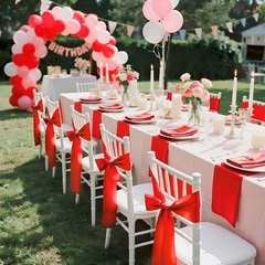 7x108in Red Satin Chair Sashes Bows & Ribbon Ties Back 100PCS