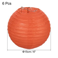 6pcs 6 Inch Folding Hanging Paper Lanterns Small Lampshade Orange