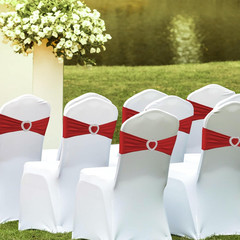 100PCS Spandex Stretch Red Chair Sashes Bows Universal Elastic Chair Cover Bands