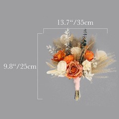 13.7″ Wide 2Pcs Fall Wedding Bouquets for Bridesmaids Burnt Oran