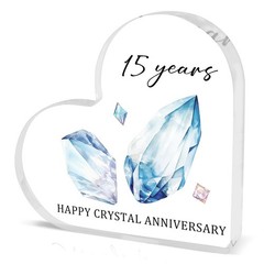 15th Wedding Anniversary Heart Shaped Acrylic Plaque Decor for Husband and Wife