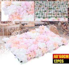 12* Artificial Flower Wall Panel Hydrangea Rose Photo Wall Wedding Home Decor