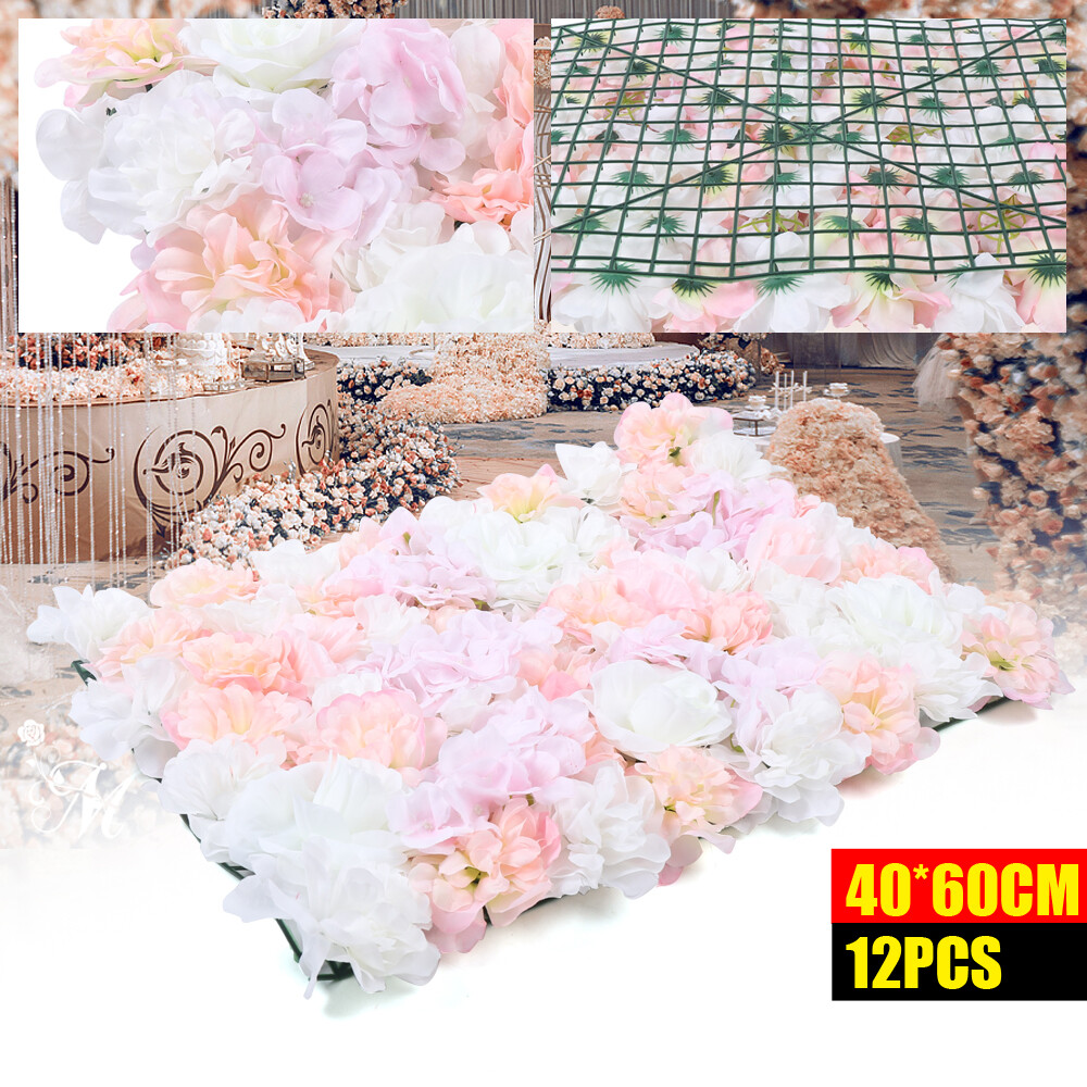 12* Artificial Flower Wall Panel Hydrangea Rose Photo Wall Wedding Home Decor