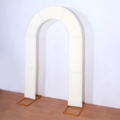 8ft IVORY Fitted Spandex Open Arch Double Sided Backdrop STAND COVER Party Event