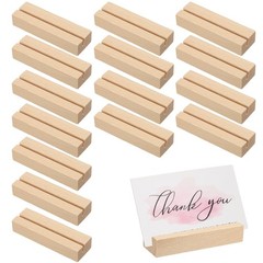 16 Pcs Wood Place Card Holders for Food Signs, Wood Color