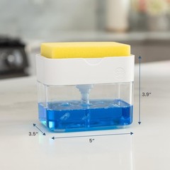 S&T INC. Dish Soap Dispenser and Sponge Holder for Kitchen Sink Matte White