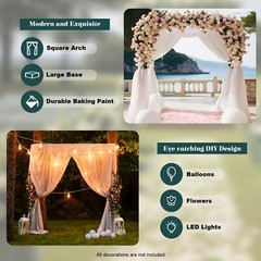 Wedding Arch Backdrop Stand Metal Square Flower Frame 9.8FT Garden Party Decor