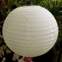 6″ Beige / Ivory Round Paper Lantern, Even Ribbing, Hanging Decoration