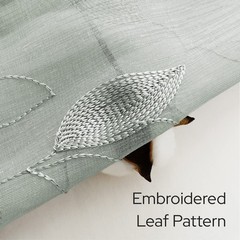 HOMEIDEAS Sage Green Sheer Kitchen Curtains 52 x 45 Inch Length 2 Panels Embr…