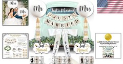 Just Married Banner, Magnets, Garland – 33 Pc