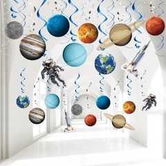30 Pcs Space Themed Party Decorations Space Hanging Swirl Space Birthday Deco…