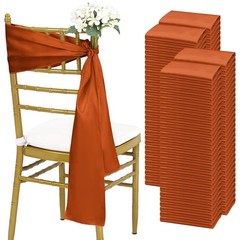 Fani 120 PCS Satin Chair Sashes, 7×78 Inch, Terracotta
