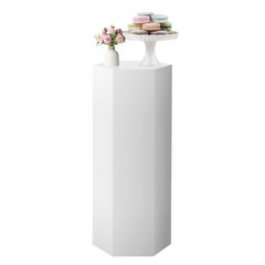 3PCS Fluted Cylinder Pedestal Stands Metal Cake Display Pillar Wedding Birthday