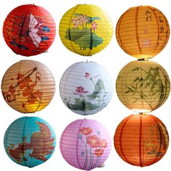 12in Flower Printed Paper Lantern Chinese Japanese Style for Wedding Party Decor