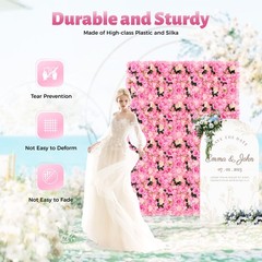 12 Pcs Pink Flower Wall Decor, 3D Silk Rose Floral Artificial Flower Wall