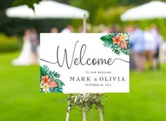 Custom Wedding Welcome Sign Tropical Flower Outdoor Indoor Sign For Gift