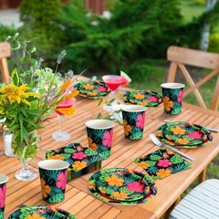 200 Pcs Tropical Nights Hawaiian Aloha Party Supplies Serve 50 Guests Luau Pa…