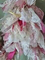 Victorian Romance 12′ Vintage Lace And Ribbon Garland Ivory, Rose And Gold