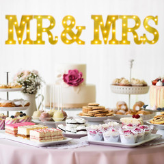 6 Pcs Mr and Mrs LED Sign Wedding Decor Sweetheart Table Decoration Mr and Mrs