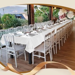 54 Inch X 300 Feet Plastic Table Cloths W/ Cutter Box White Disposable Table