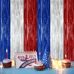2 Pack 4th of July Decorations, 3.28 FT x 7.05 250 2 PCS, Blue Silver Red