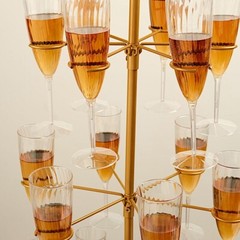 33″ Gold 3-Tier Metal Wine GLASS STAND Champagne Flute Holder Tree Party Events