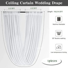 White Wedding Dress Ceiling Drapes Roof Canopy Decor Drap Fabric Chiffon Curtain