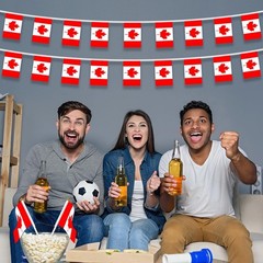 AhfuLife 33 Ft Canada Small Flags Banner for World Cup Decoration 2026, 30 Pc…