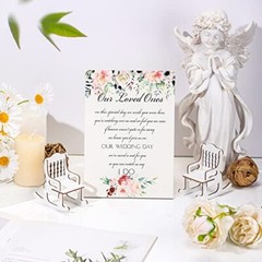 5 Pieces Wedding Memorial Chair Sign Reserved Wooden Table Plaque Flowers Style