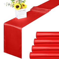ANECO 4 Pack Satin Table Runner 12 x 108Inch Long Bright Silk and Smooth Fabr…