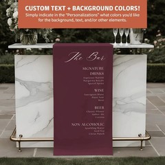 Personalized Wedding Bar Fabric Sign Signature Cocktails