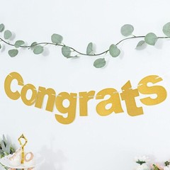 3 feet Gold Glittered Congrats Paper Hanging Party GARLAND Events Decorations
