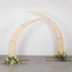 2 BEIGE Fitted Spandex Half Crescent Moon Arch BACKDROP STAND Events Wedding