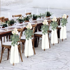24 Set Wedding Aisle Chair Decorations for Wedding Ceremony Pew Decor Chiffon