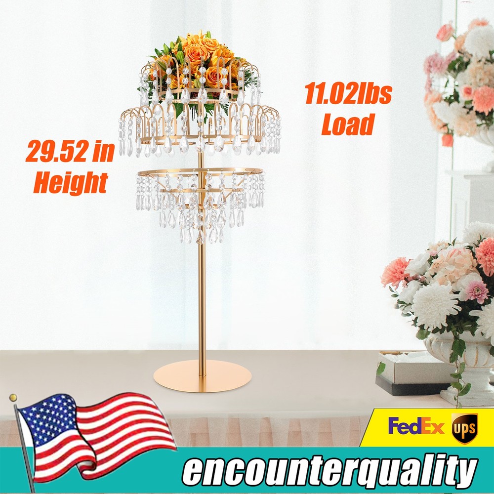5 Tiers Crystal Flower Stand Luxury Gold Flower Stand Wedding Decor Flower Stand