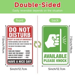 Do Not Disturb Door Hanger Sign, Available Please Knock Sign, Double-Sided PV…