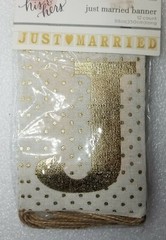 Just Married Banner/Wedding Decor 5.5″in x 4″in. (98″ long )